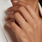 Hammered Chevron Ring For Women - 14k Gold Fill