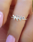 Sterling Silver Olive Branch Leaf Ring For Women