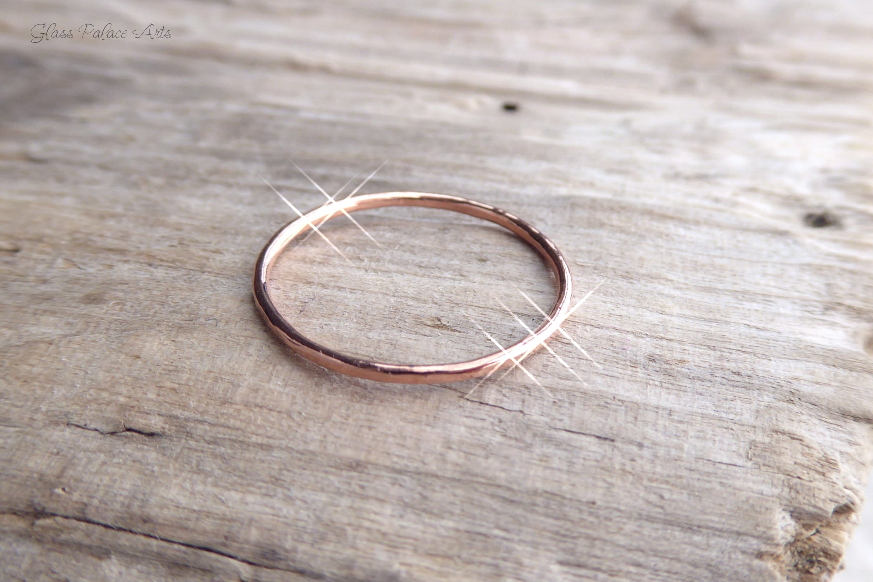 Hammered Stacking Rings Trio - Thin 1mm Bands In Silver, 14k Gold Fill, or Rose Gold Fill