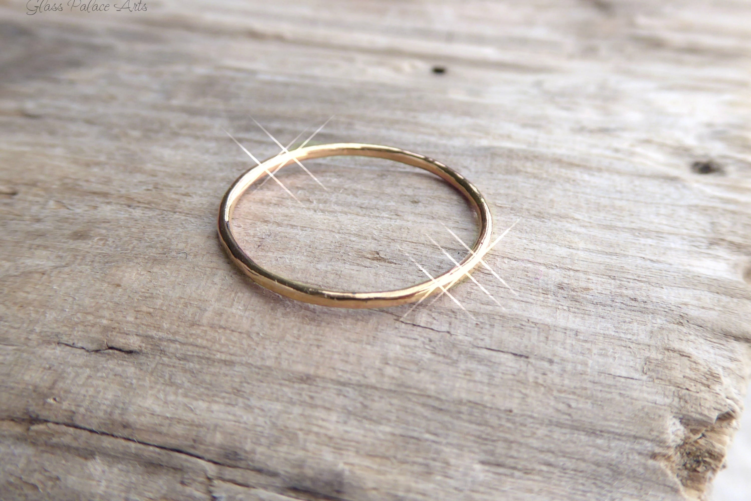 Hammered Stacking Rings Trio - Thin 1mm Bands In Silver, 14k Gold Fill, or Rose Gold Fill