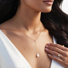 Freshwater Pearl Lariat Y Necklace With Teardrop Pearl Pendant