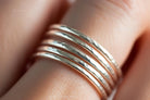 sterling silver hammered stacking rings 1mm thin bands