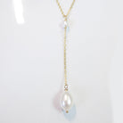 Freshwater Pearl Lariat Y Necklace With Teardrop Pearl Pendant