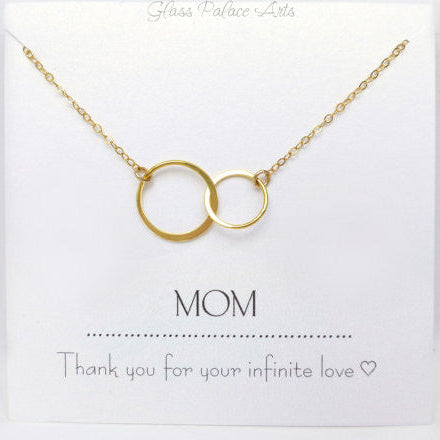 Interlocking Circle Infinity Necklace For Mom With Message Card