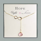 Breast Cancer Survivor Necklace - Pink Topaz Gemstone Lariat