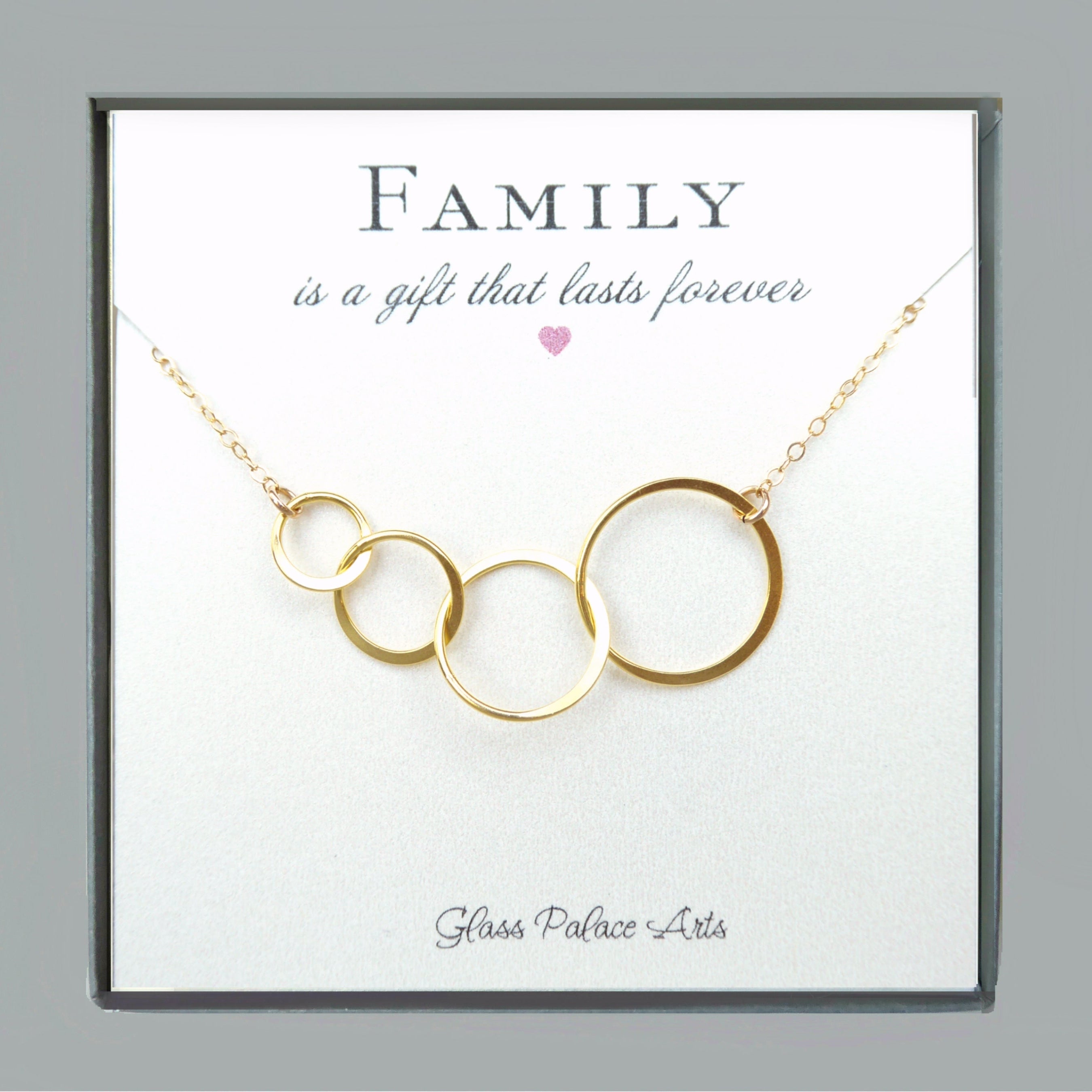 Four Circle Infinity Necklace On Family Message Card