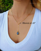 Rainbow Labradorite Statement Necklace Adjustable- Blue Gemstone Lariat Necklace