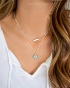 Larimar Necklace With Teardrop Pendant - 925 Sterling Silver, or 14k Gold Fill