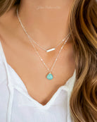 Larimar Necklace With Teardrop Pendant - 925 Sterling Silver, or 14k Gold Fill