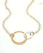 Mixed Metal Linked Circles Eternity Necklace For Women