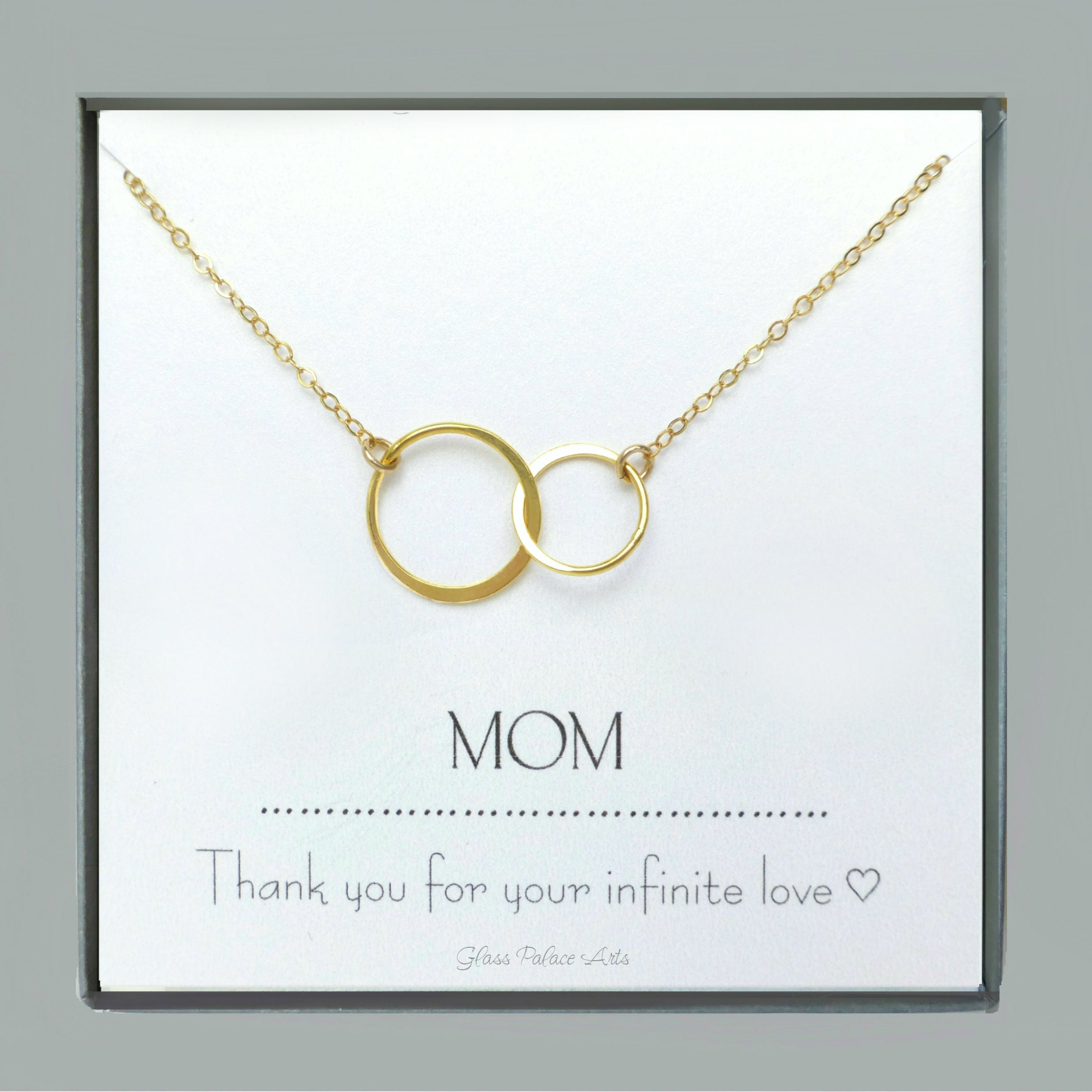 Interlocking Circle Infinity Necklace For Mom With Message Card