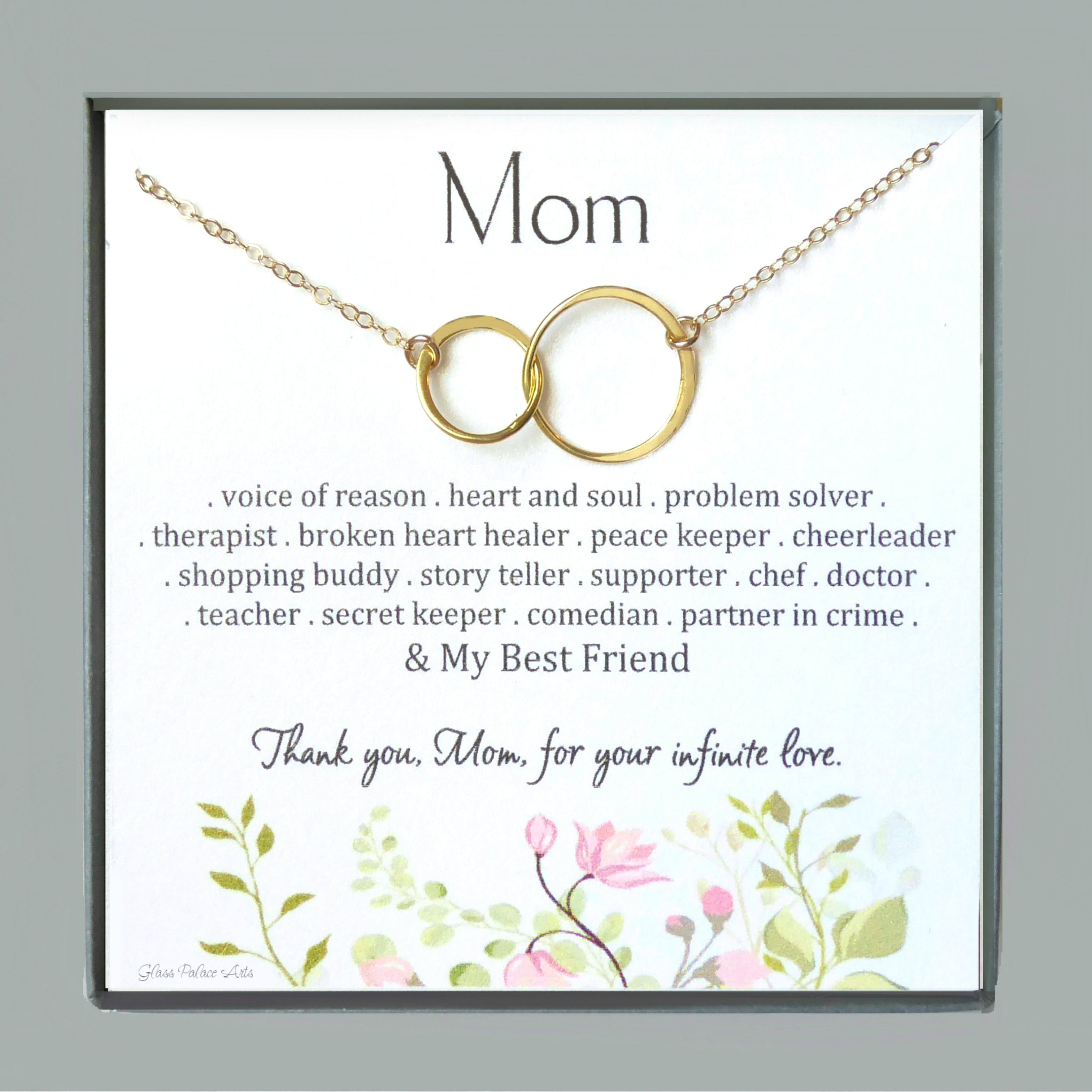 Two Circle Infinity Necklace For Mom With Message Card