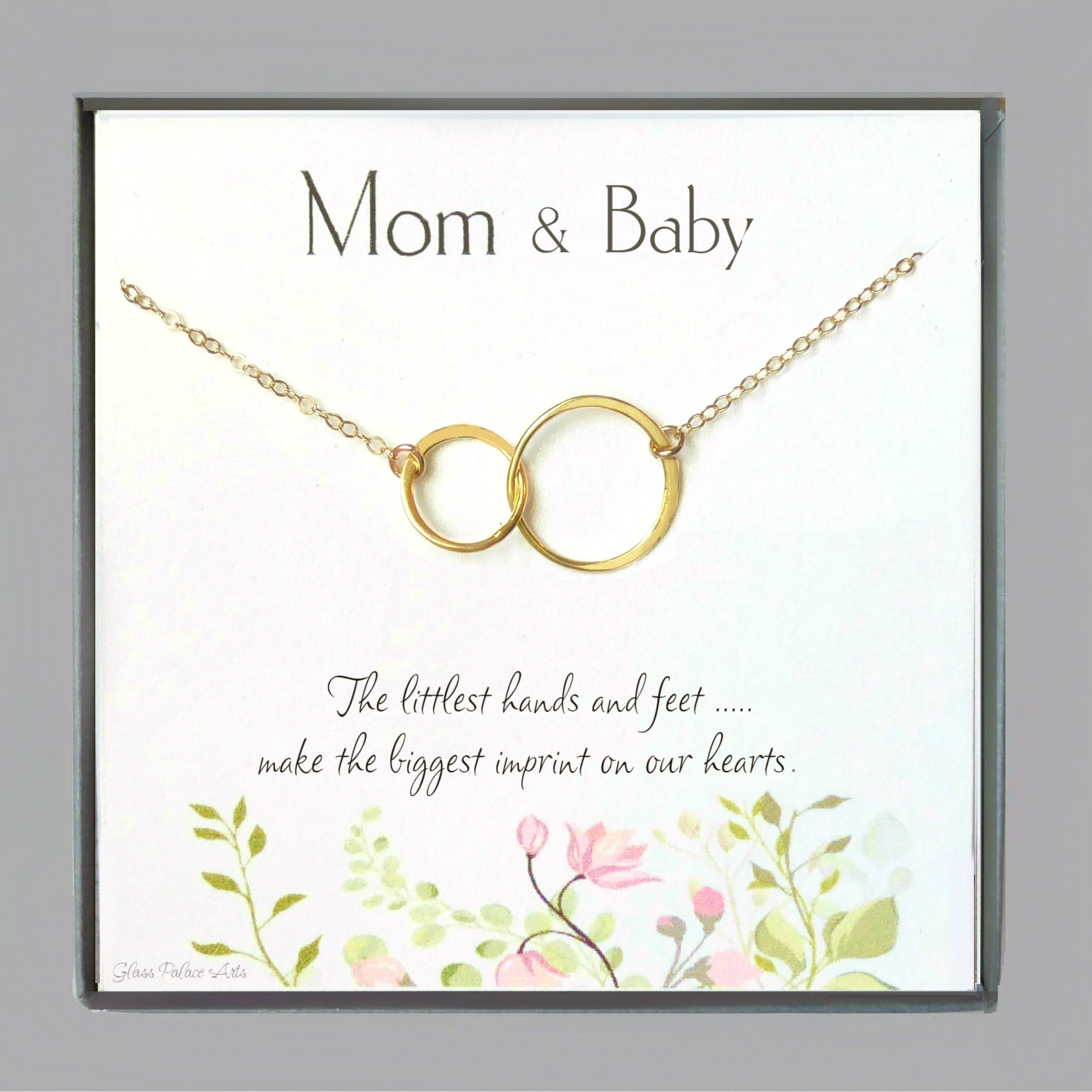 Mom And Baby Necklace Gift For Mom To Be - Sterling Silver, Gold, or Rose Gold