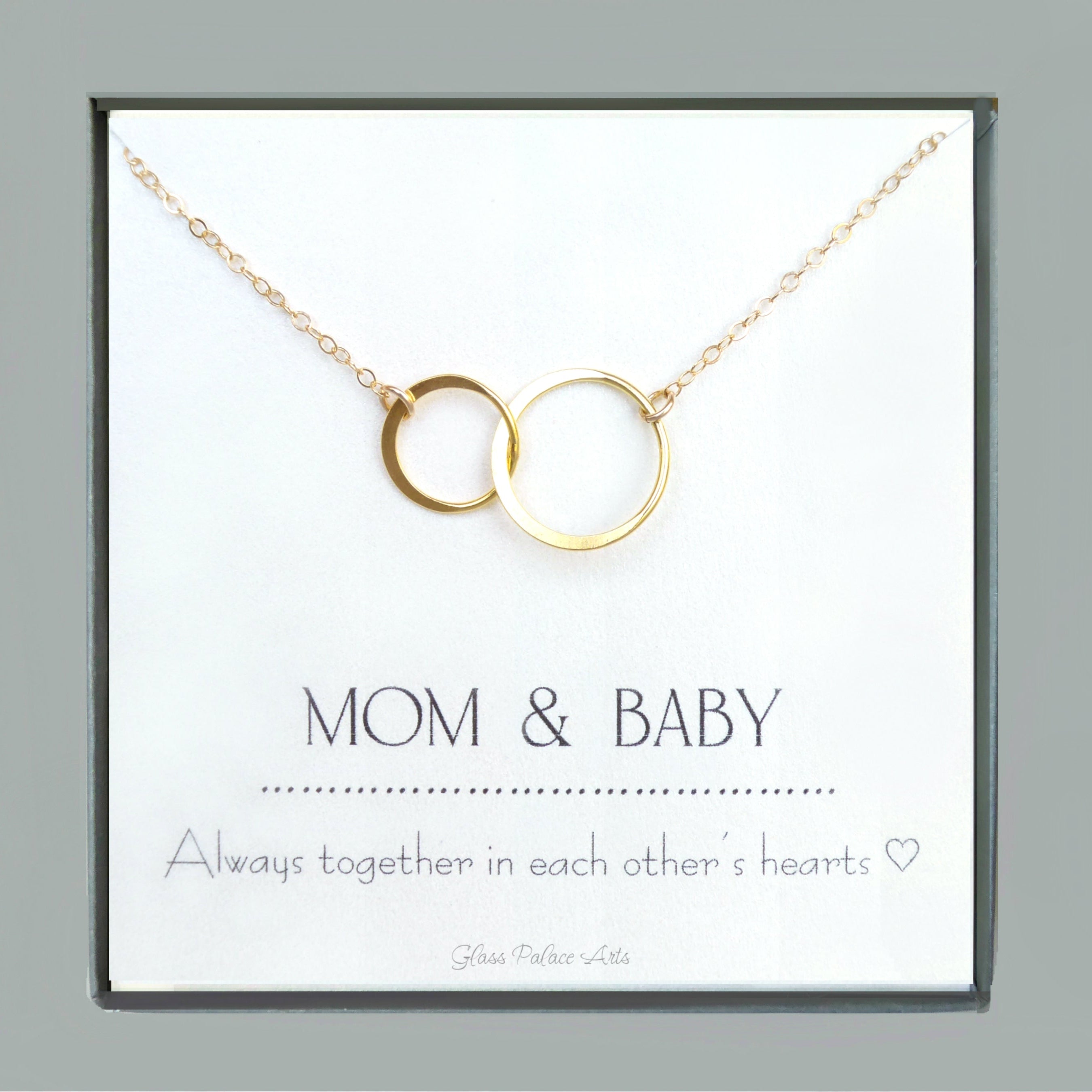 Interlocking Circle Infinity Necklace On Mom And Baby Message Card