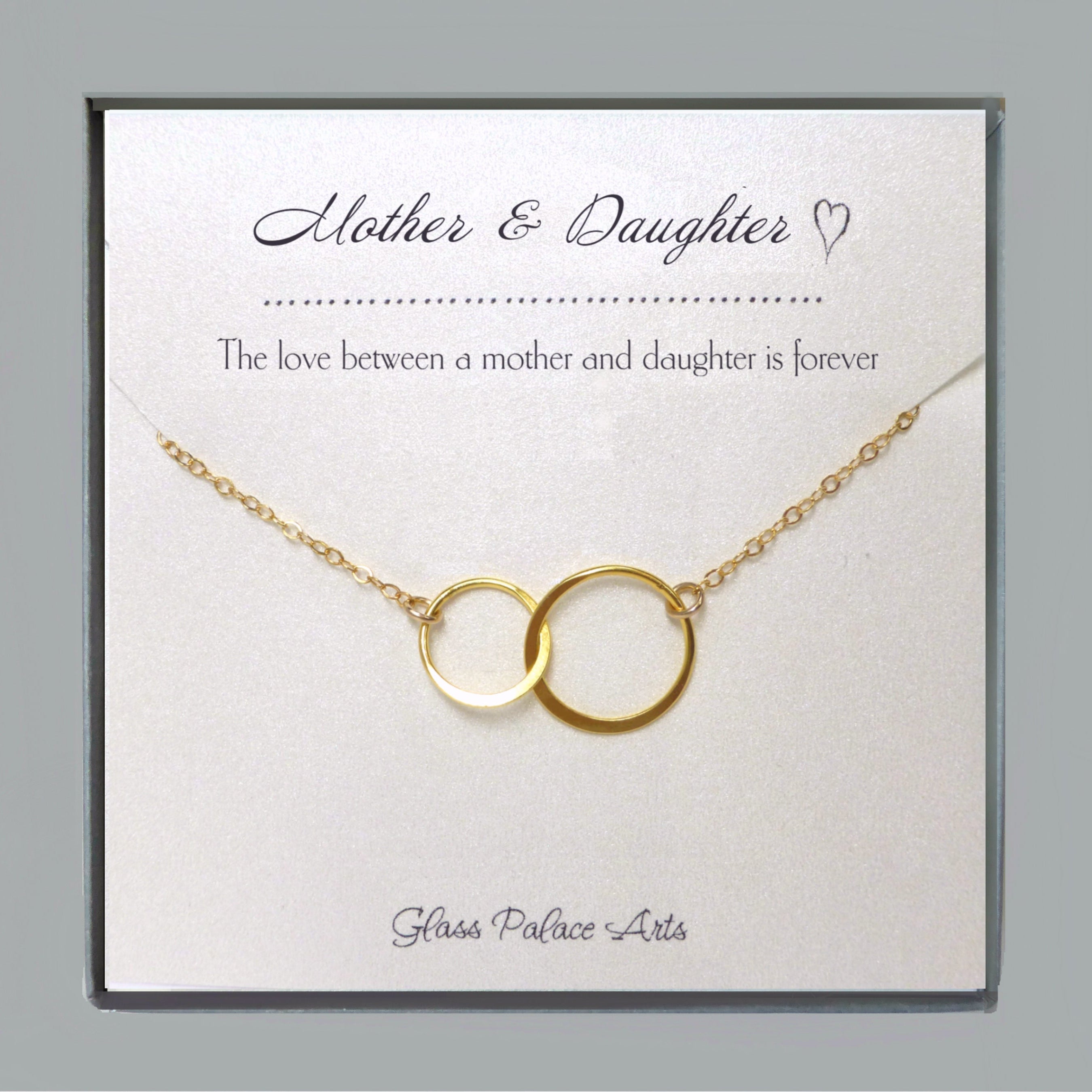 Infinity Necklace With Interlocking Circles On Mother Daughter Message Card