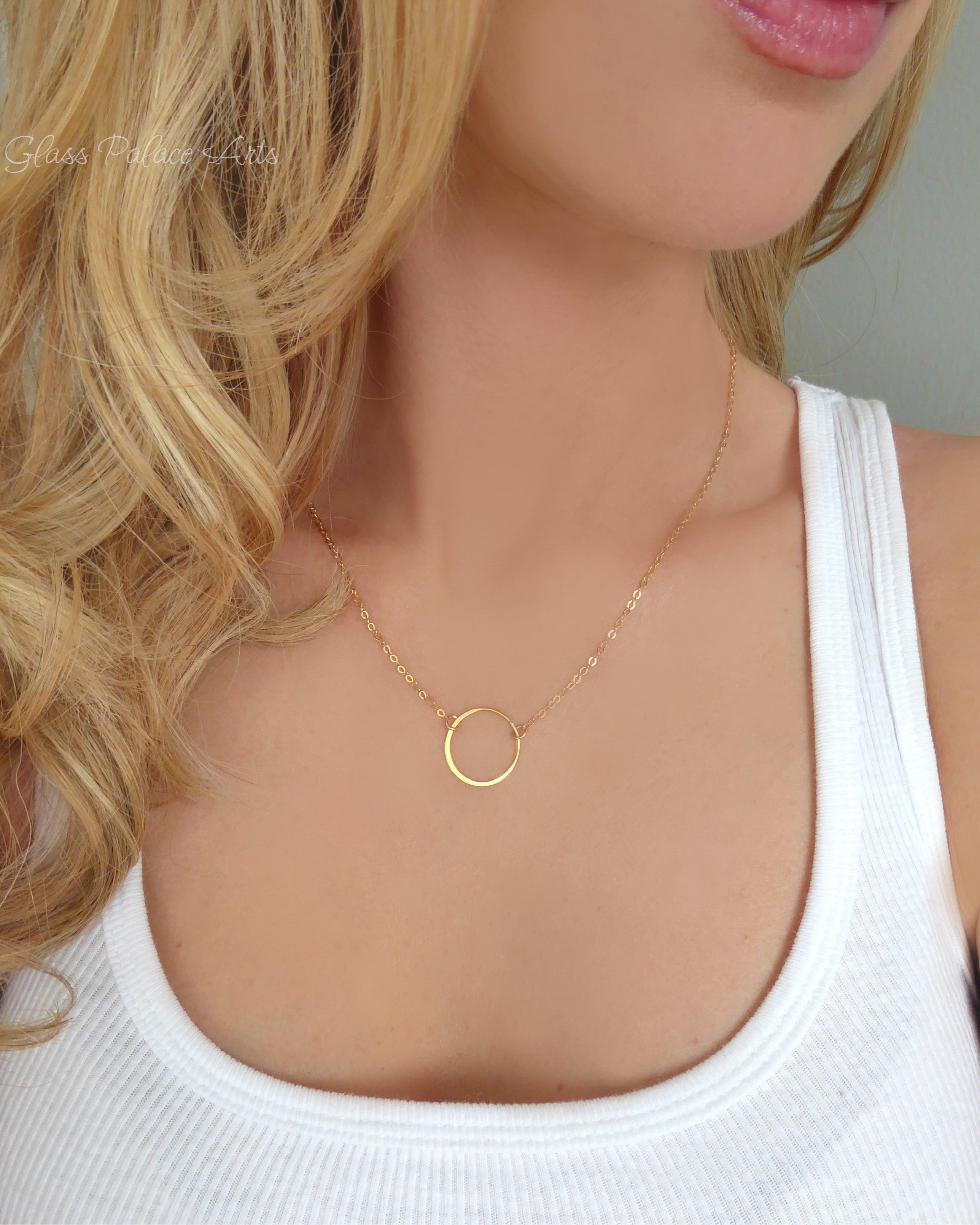 Minimalist Circle Necklace With Infinity Pendant - Gold