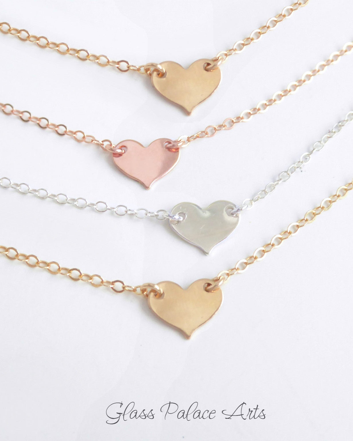 Personalized Heart Choker Necklace For Women - Sterling Silver, 14k Gold Fill or Rose Gold