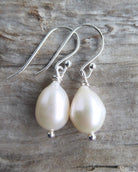 Genuine Freshwater Pearl Teardrop Earrings - Sterling Silver