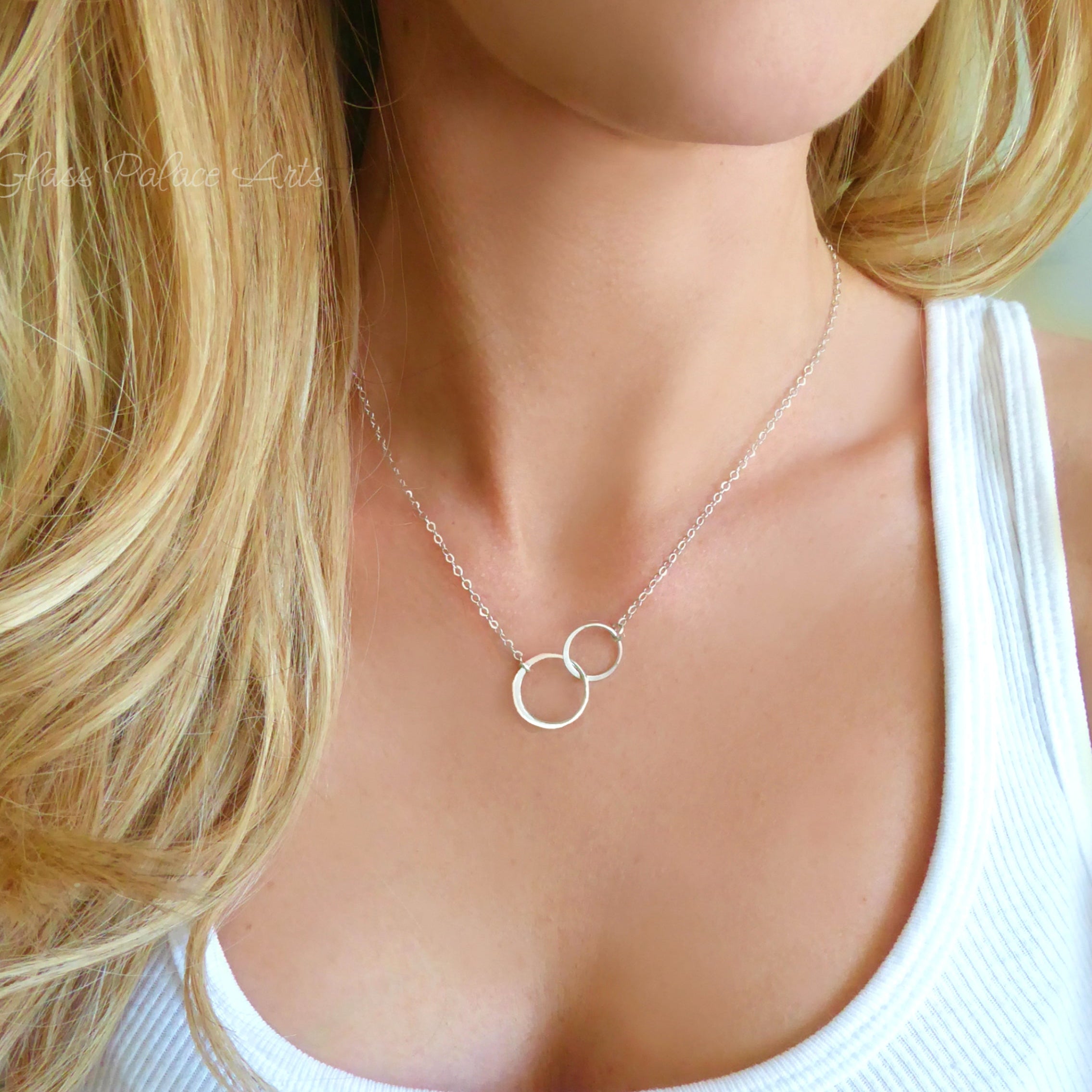 Two Circle Infinity Necklace For Mom With Message Card