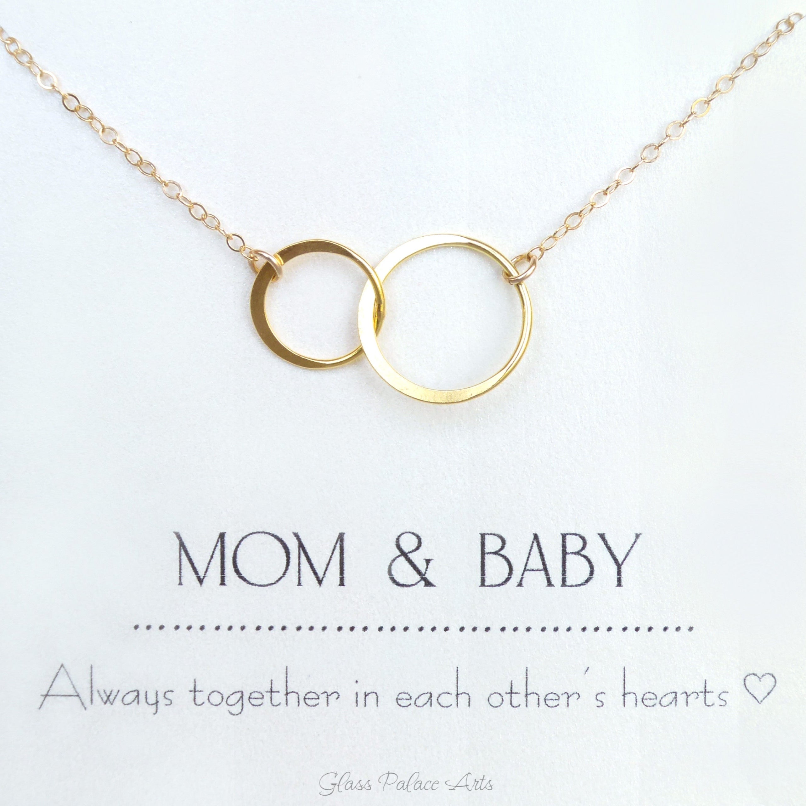 Interlocking Circle Infinity Necklace On Mom And Baby Message Card