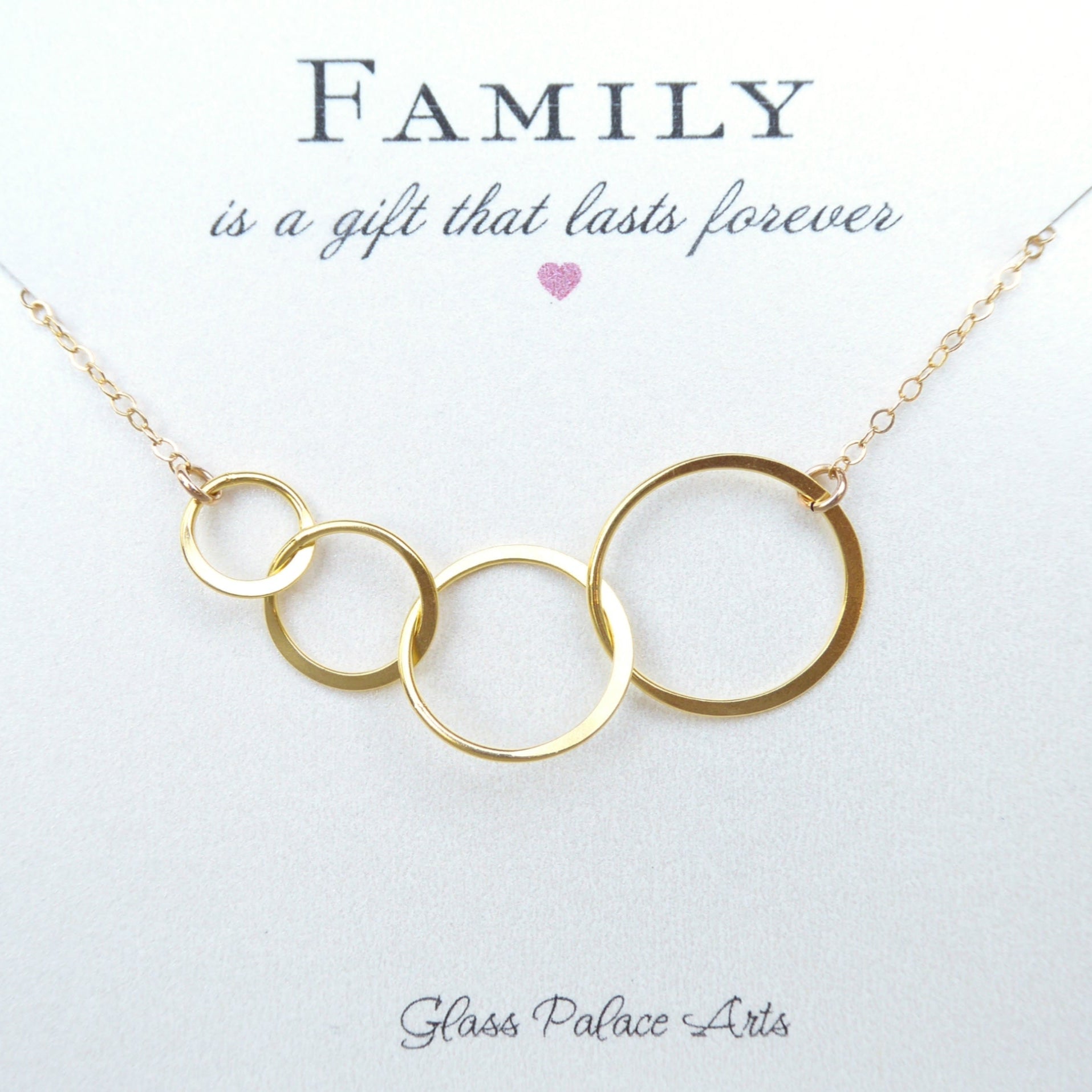 Four Circle Infinity Necklace On Family Message Card