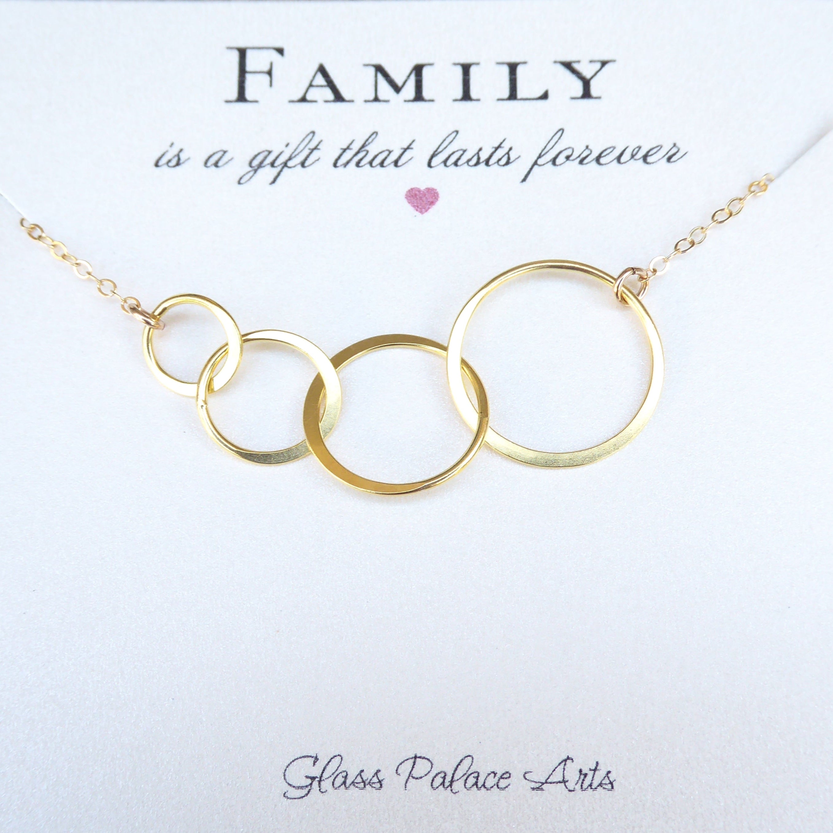 Four Circle Infinity Necklace On Family Message Card