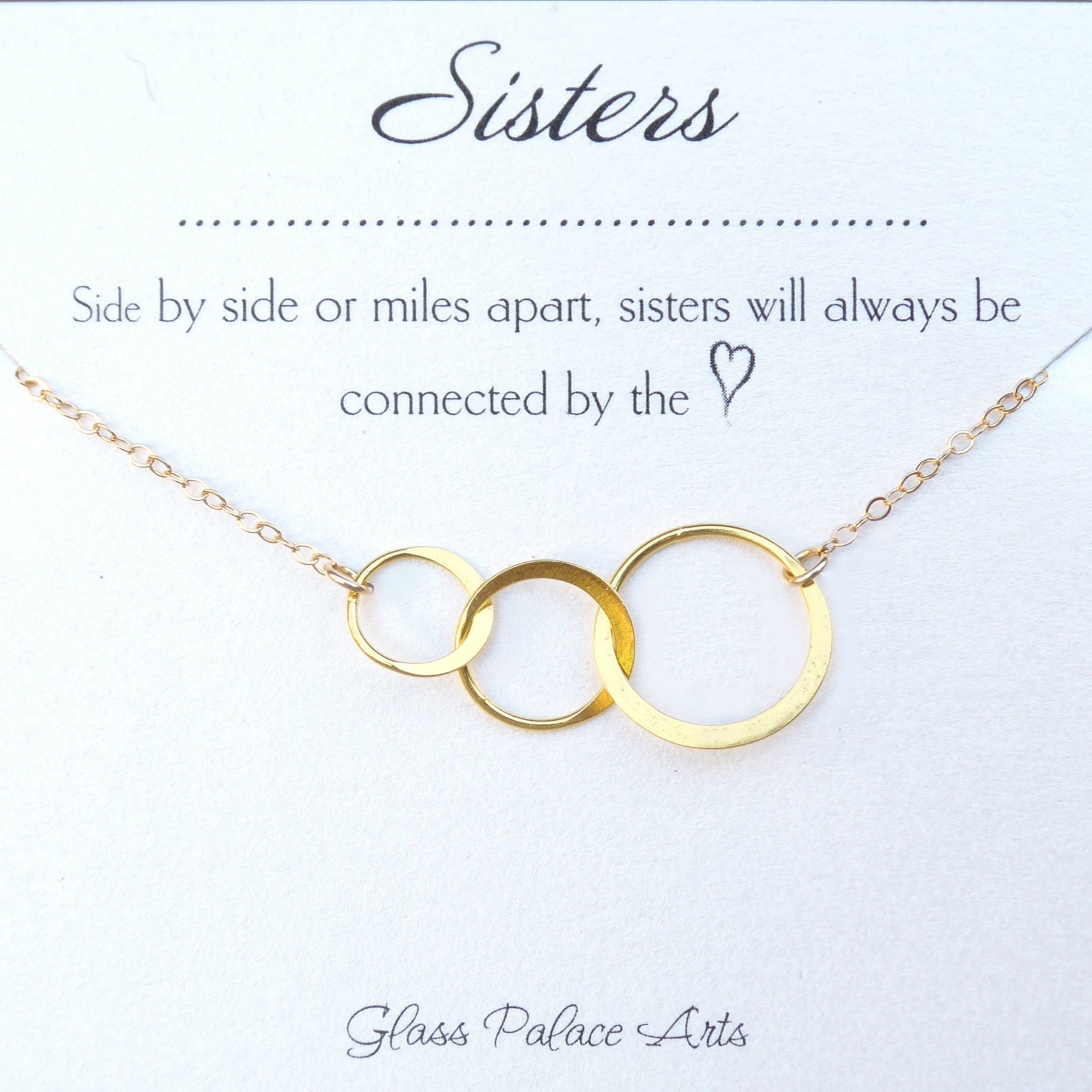 Three Circles Interlocking Eternity Necklace On Sisters Message Card