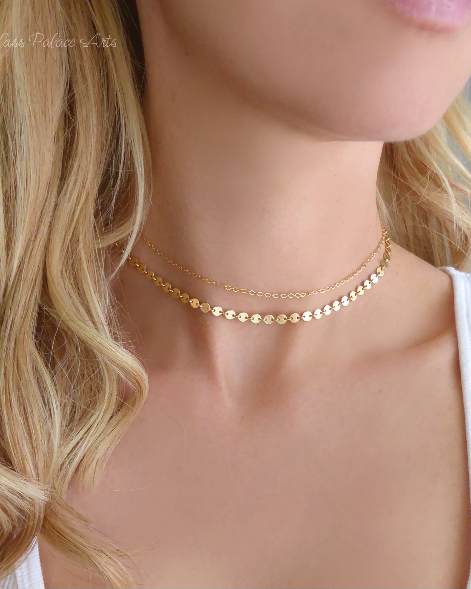 Gold Choker Necklace Set ~ 14k Gold Fill