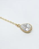 Cubic Zirconia Crystal Teardrop Pendant Y Necklace For Women