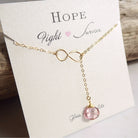 Breast Cancer Survivor Necklace - Pink Topaz Gemstone Lariat