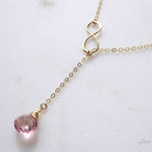 Breast Cancer Survivor Necklace - Pink Topaz Gemstone Lariat