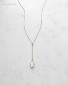 Cubic Zirconia Crystal Teardrop Pendant Y Necklace For Women