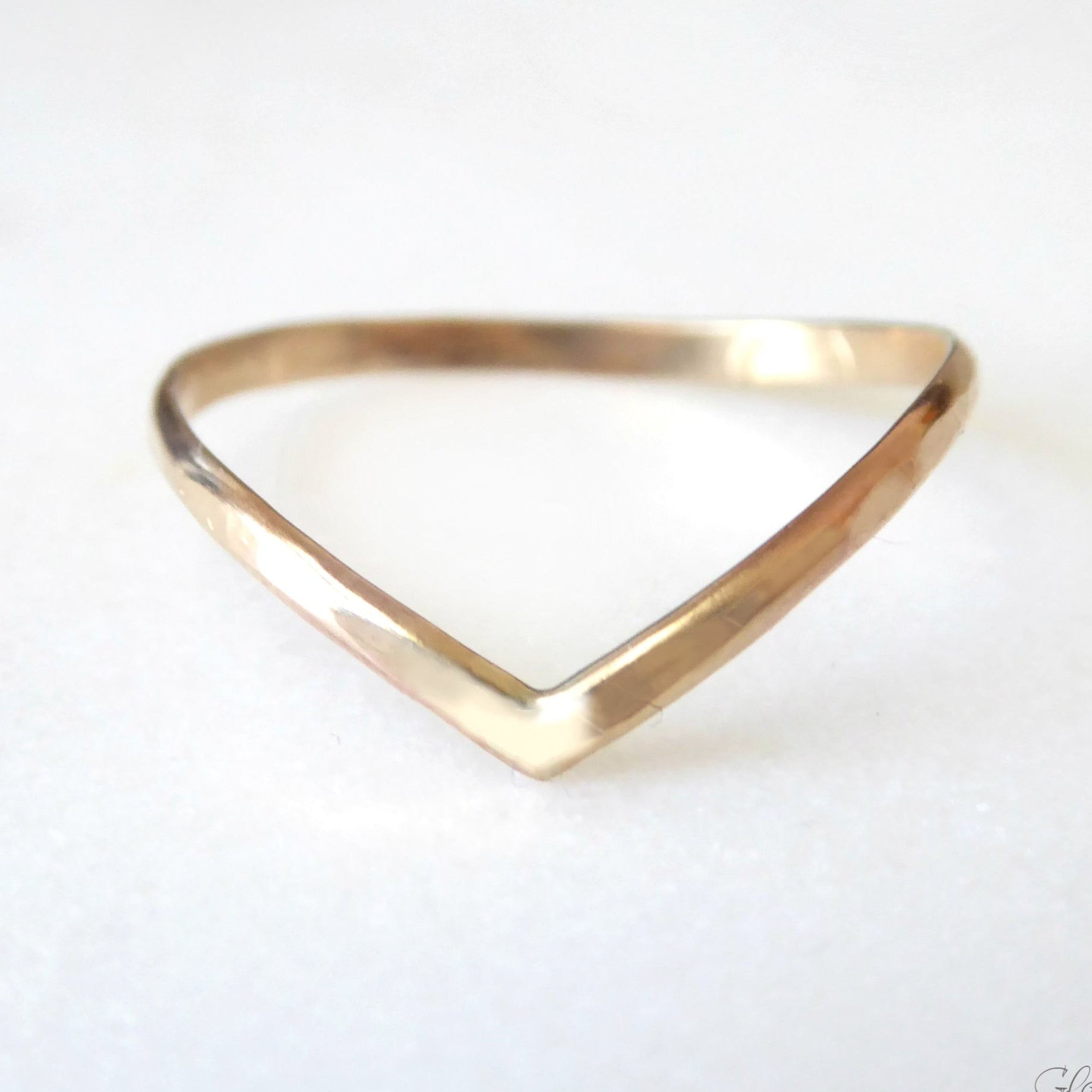 Hammered Chevron Ring For Women - 14k Gold Fill or Sterling Silver