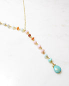 Peruvian Opal And Turquoise Lariat Gemstone Necklace For Women