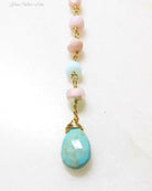 Peruvian Opal And Turquoise Lariat Gemstone Necklace For Women