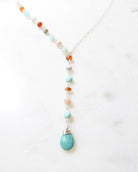 Peruvian Opal And Turquoise Lariat Gemstone Necklace For Women