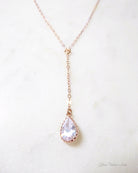 Cubic Zirconia Crystal Teardrop Pendant Y Necklace For Women