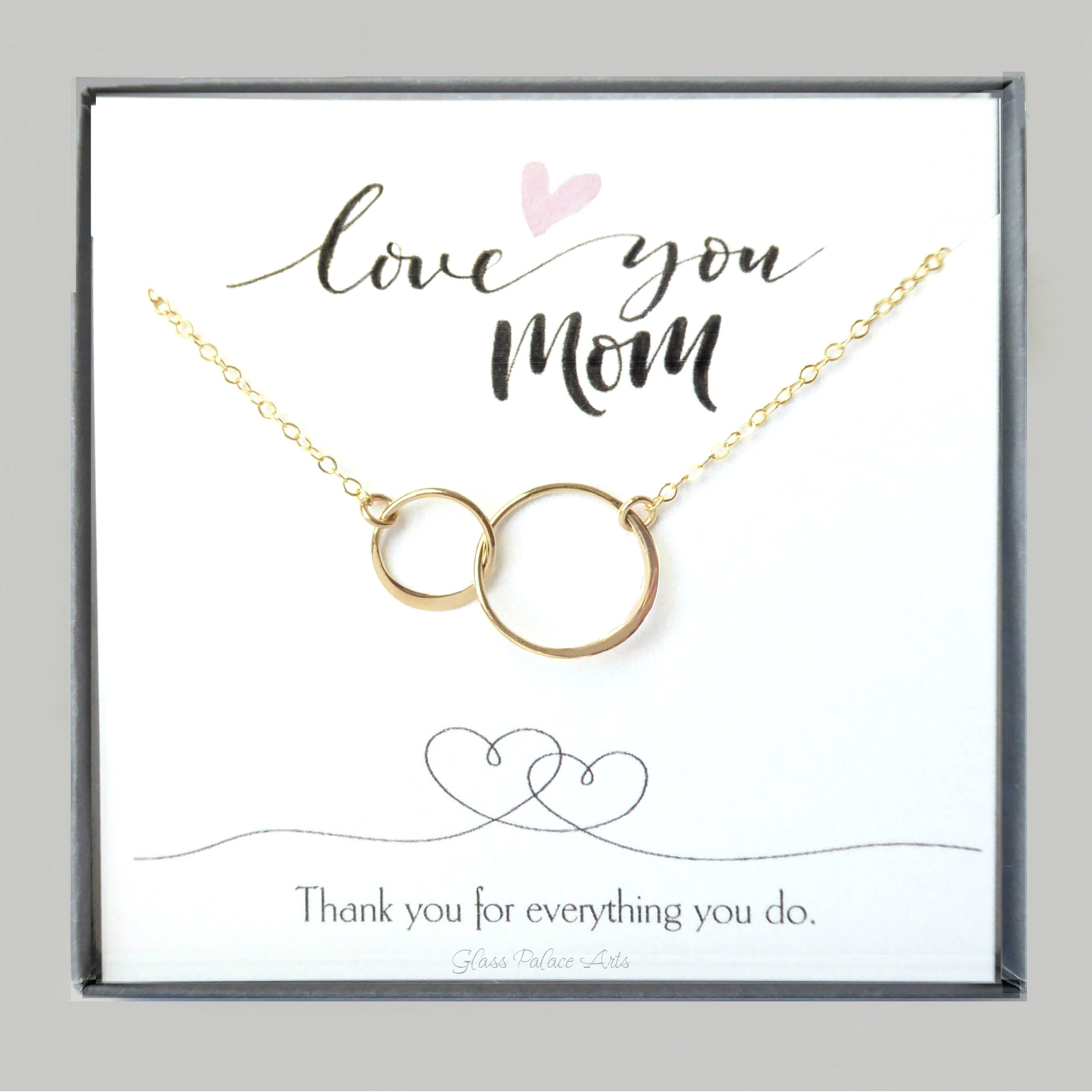 Circle Infinity Necklace Gift For Mom On Love You Mom Message Card