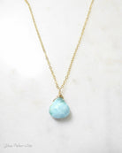 Larimar Necklace With Teardrop Pendant - 925 Sterling Silver, or 14k Gold Fill