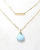 Larimar Necklace With Teardrop Pendant - 925 Sterling Silver, or 14k Gold Fill