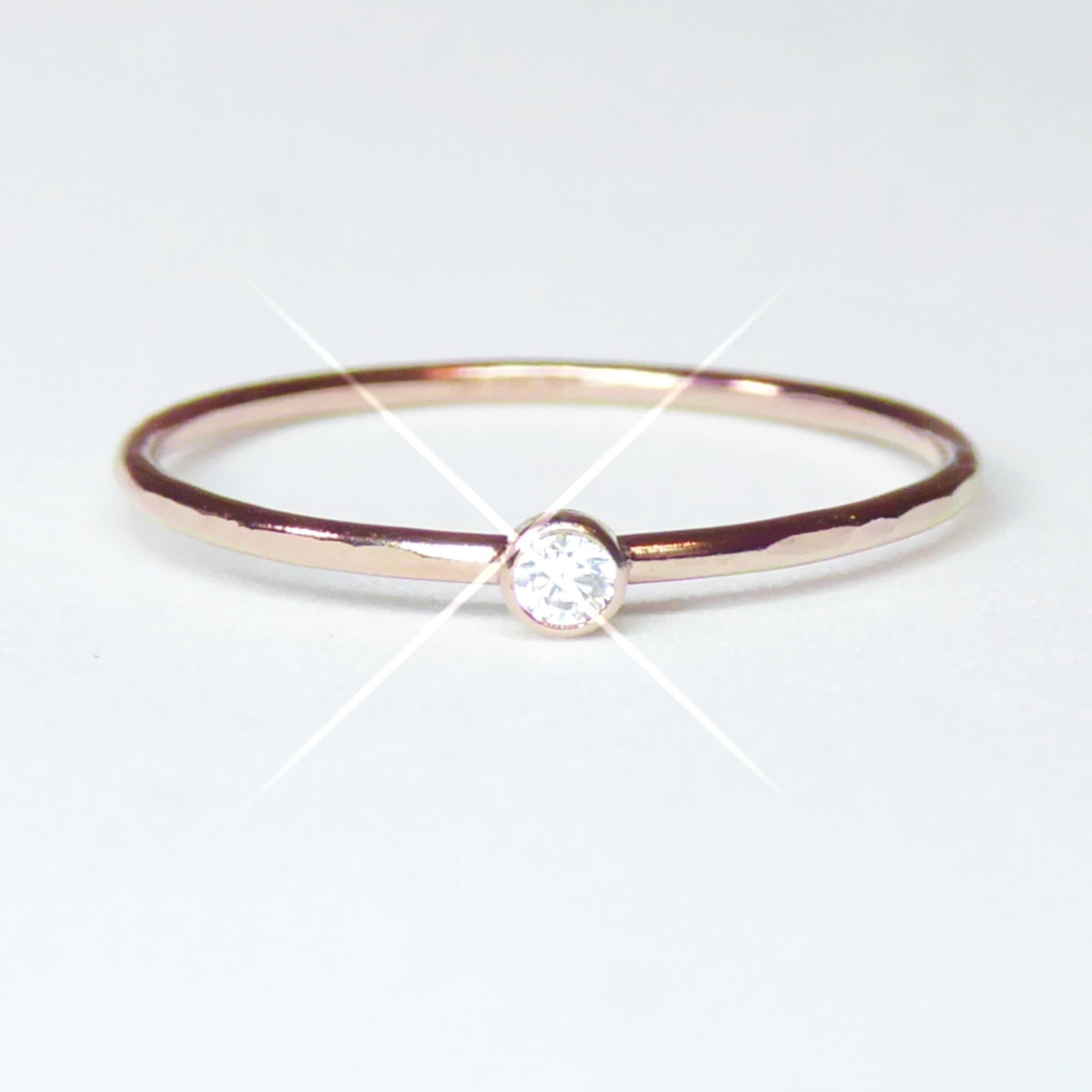 Small Cubic Zirconia Solitare Ring For Women - 14k Gold Fill, Rose Gold or Sterling Silver