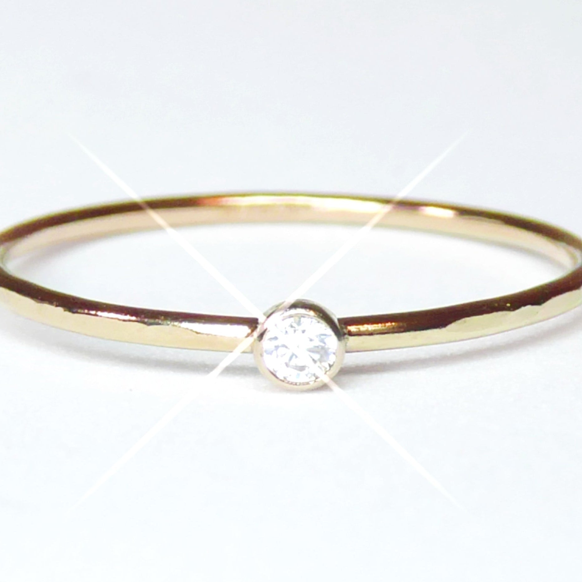 Small Cubic Zirconia Solitare Ring For Women - 14k Gold Fill, Rose Gold or Sterling Silver