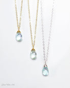 Genuine Aquamarine Teardrop Necklace ~ March Birthstone Gemstone Jewelry