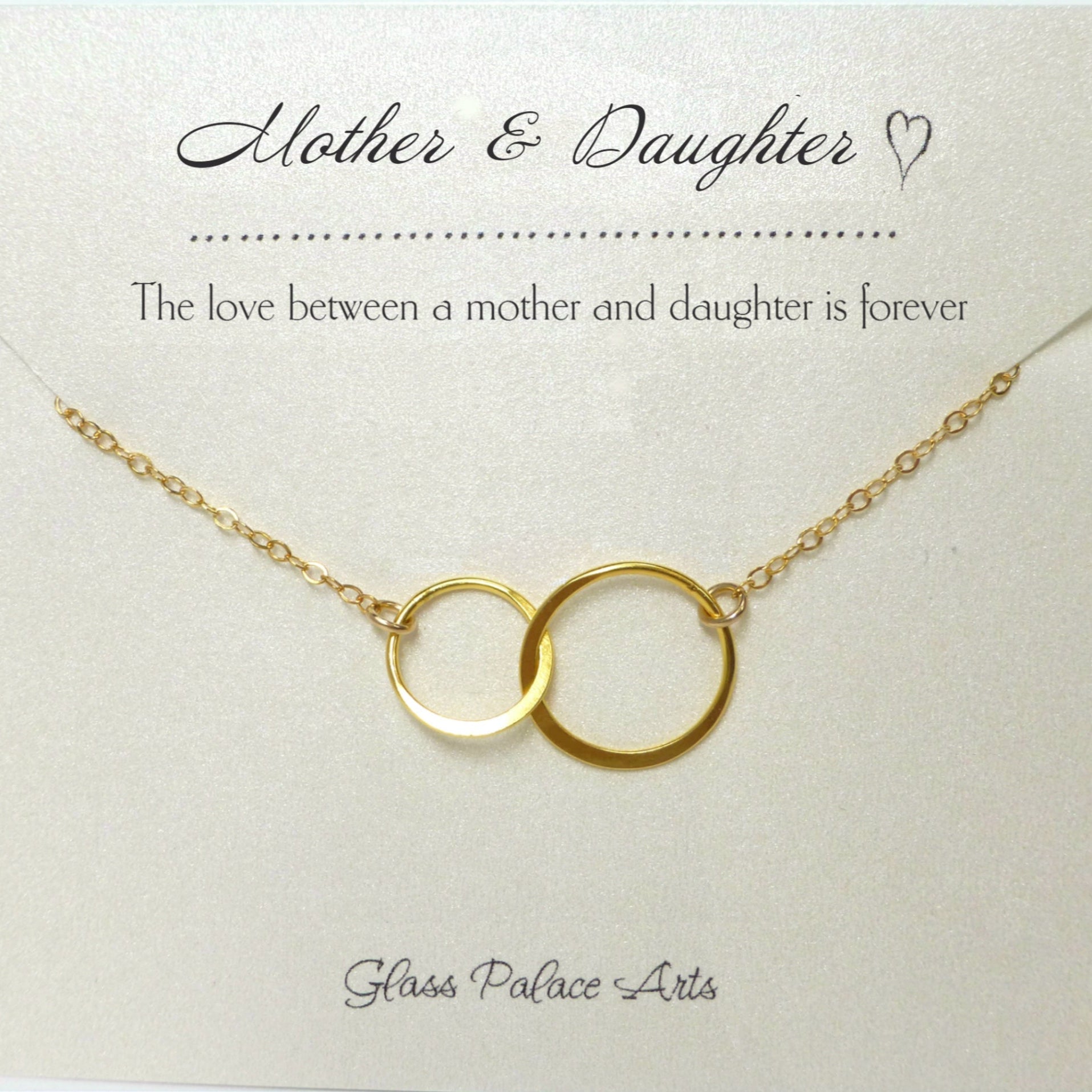 Infinity Necklace With Interlocking Circles On Mother Daughter Message Card