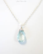 Genuine Aquamarine Teardrop Necklace ~ March Birthstone Gemstone Jewelry