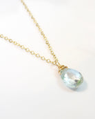 Genuine Aquamarine Teardrop Necklace ~ March Birthstone Gemstone Jewelry