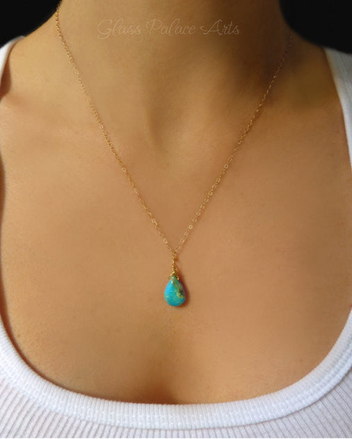 Genuine Sleeping Beauty Turquoise Teardrop Necklace