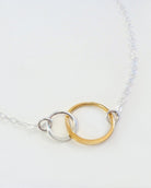 Mixed Metal Linked Circles Eternity Necklace For Women