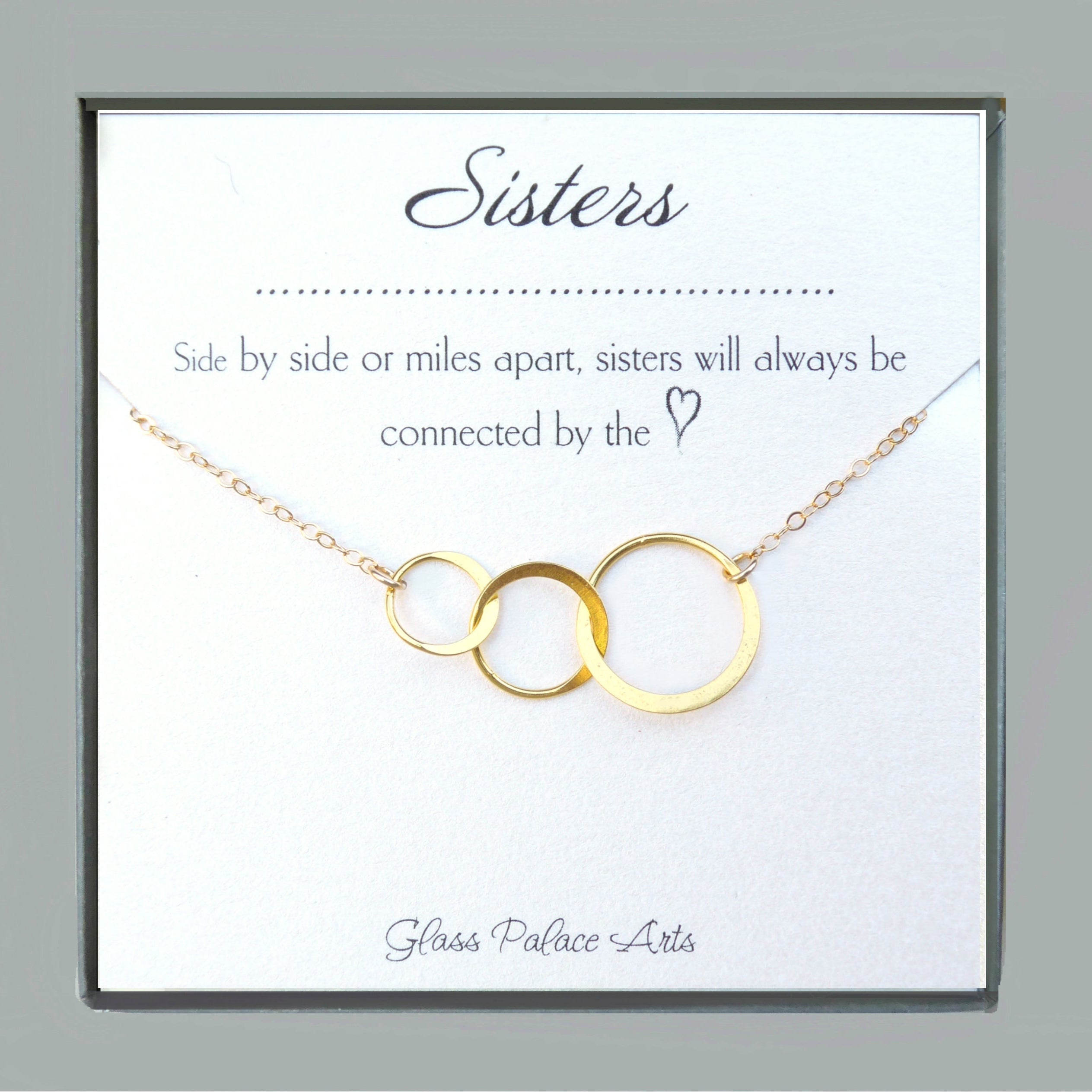 Three Circles Interlocking Eternity Necklace On Sisters Message Card