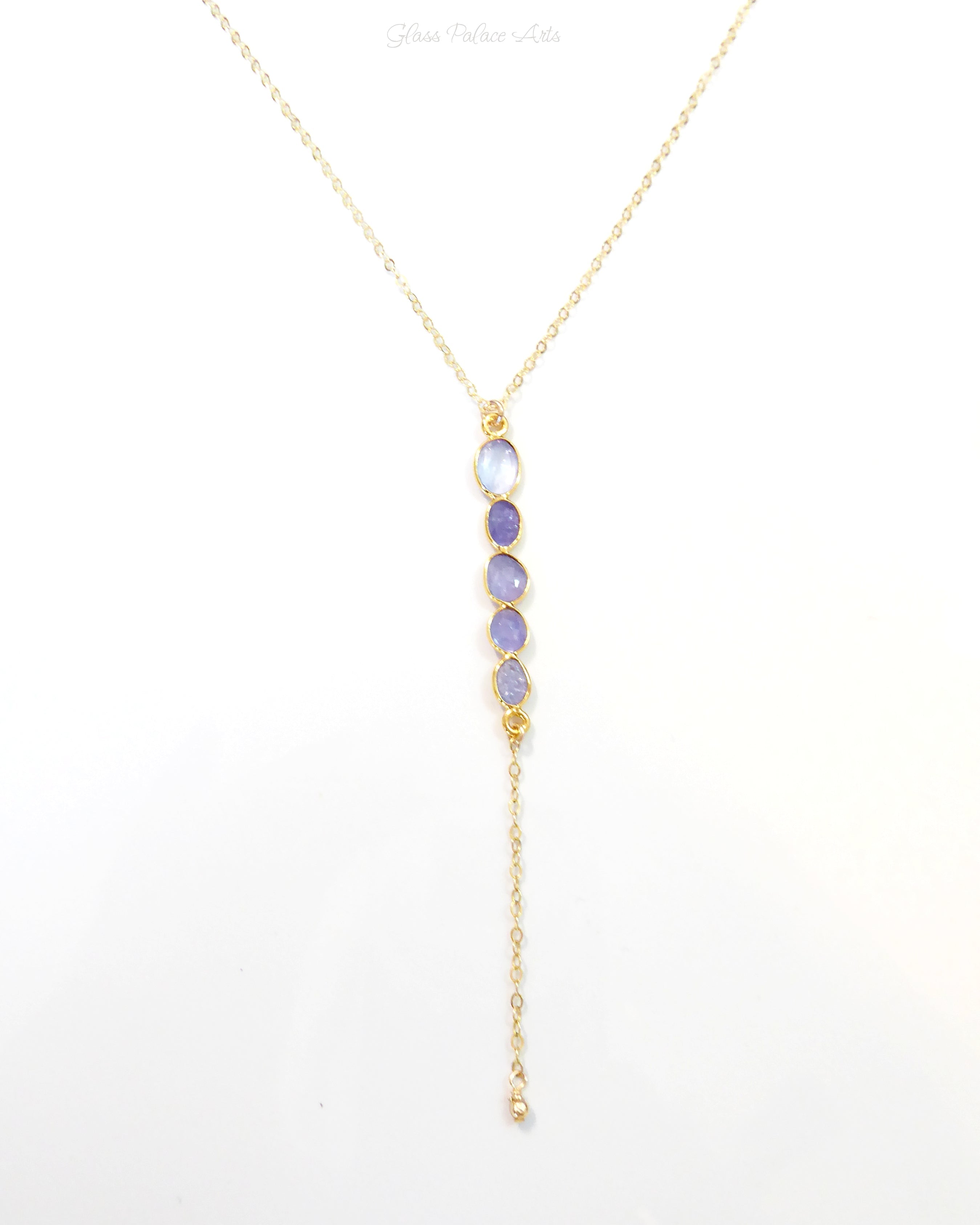 Tanzanite Pendant  Lariat Necklace For Women